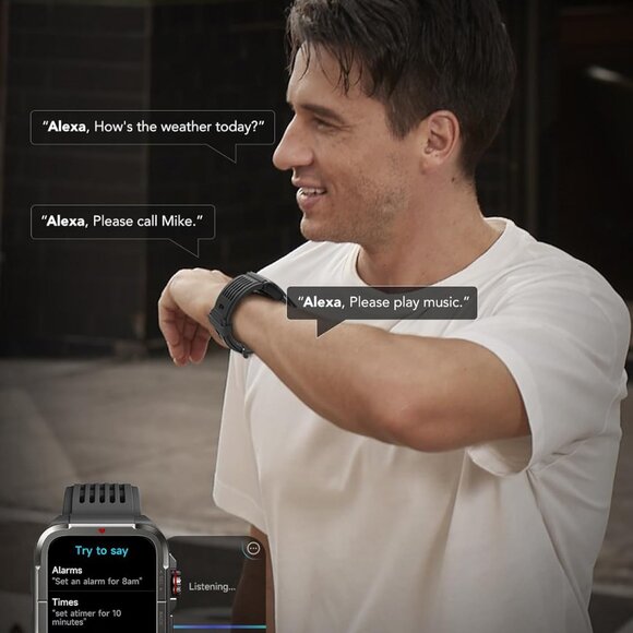 SKG Smart Watch 1.8 in Military Smartwatch for Android iPhone with Alexa R8 - Picture 3 of 9